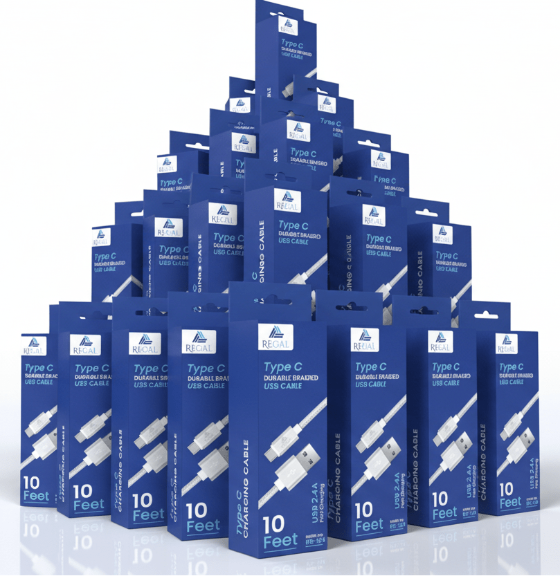 18 pack - REGAL durable braided USB / type C cable 10 feet
