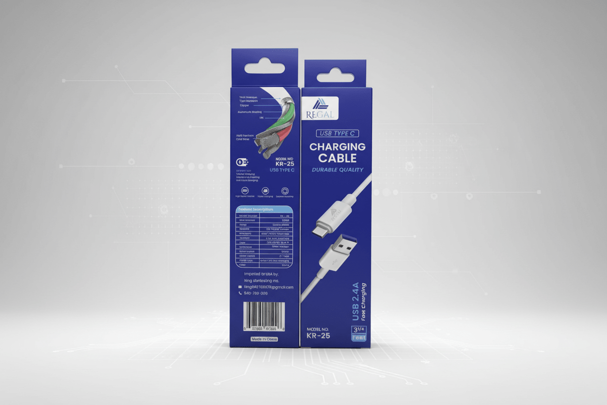 24 pack - REGAL USB – type C cable 2.4A fast charging 3.25 - white