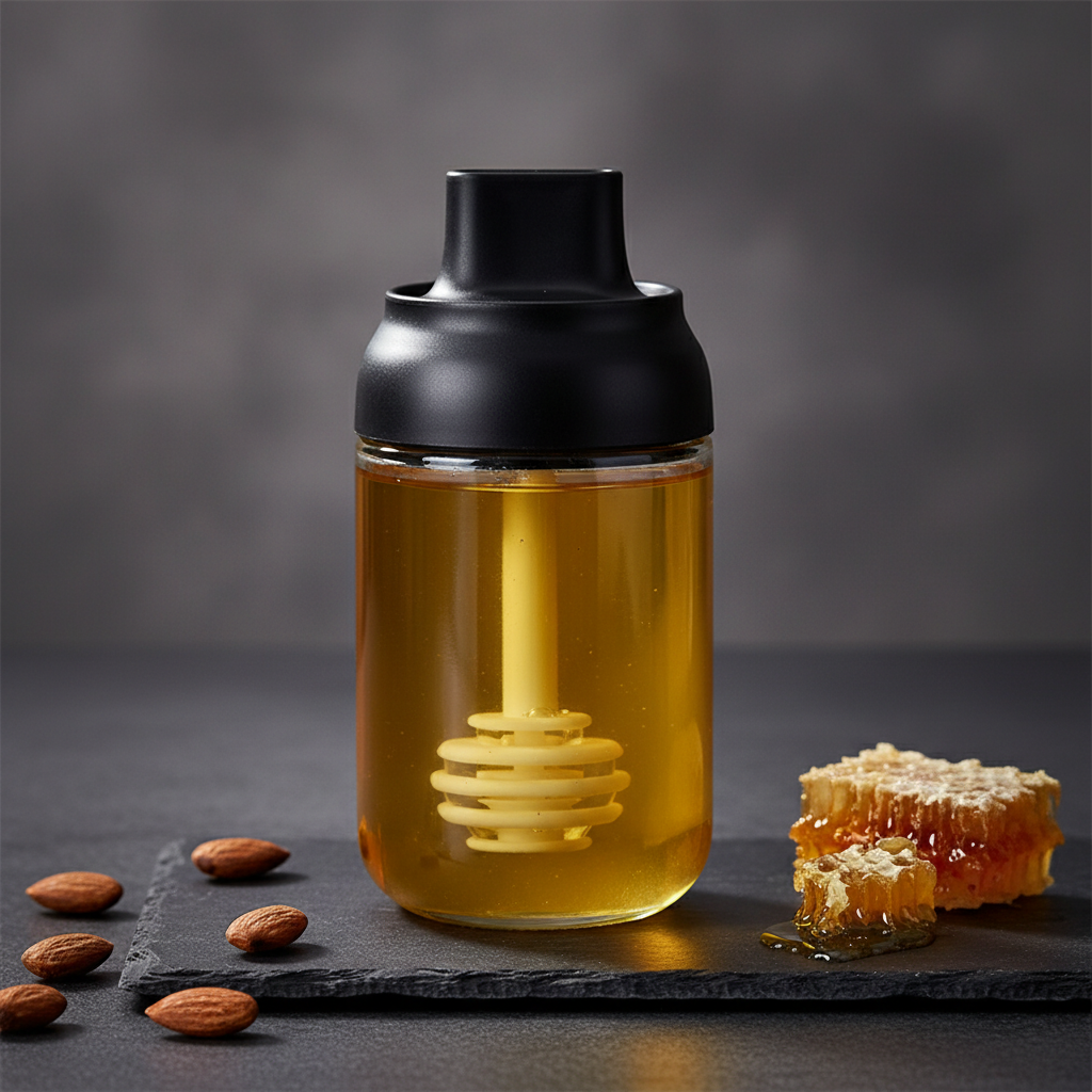 real glass Kitchen Glass Box Spoon Cover Integrated Seasoning Jar Multi-function Honey Bottle