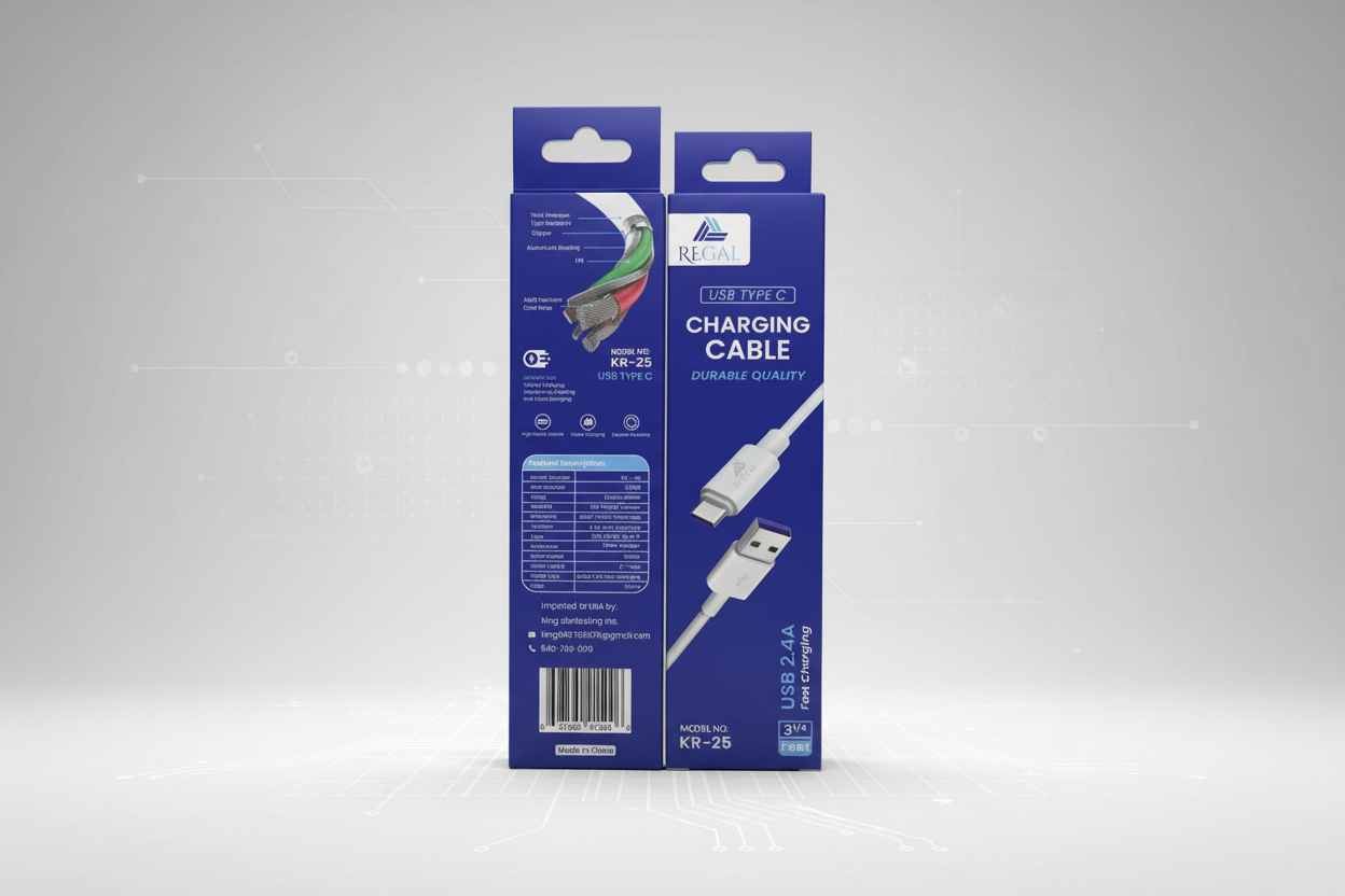 24 pack - REGAL USB – type C cable 2.4A fast charging 3.25 - white