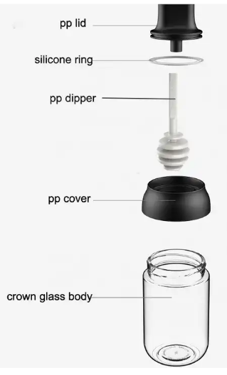 real glass Kitchen Glass Box Spoon Cover Integrated Seasoning Jar Multi-function Honey Bottle