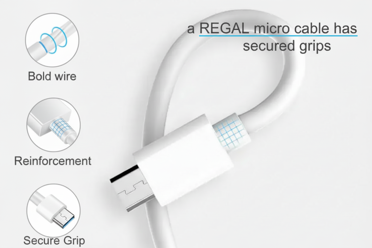 24 pack - REGAL USB – micro cable 2.4A fast charging 3.25 feet mixed black & white