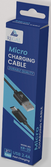 24 pack - REGAL USB – micro cable 2.4A fast charging 3.25 feet mixed black & white