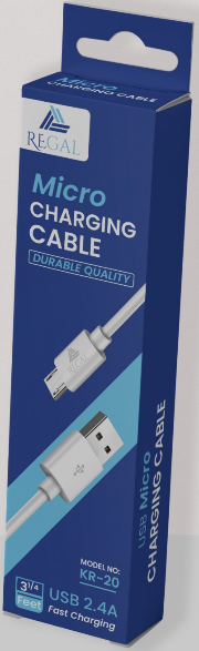 24 pack - REGAL USB – micro cable 2.4A fast charging 3.25 feet mixed black & white